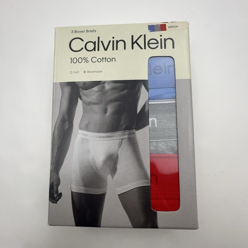 Calvin Klein Boxer Briefs Underwear Mens Small Multicolor 3 Pack 100% Cotton